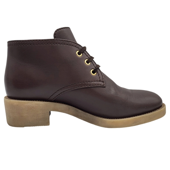 SOLD! CHANEL Lace-up Lug Sole Leather Ankle Boots Brown Booties 39.5 - Picture 4 of 16